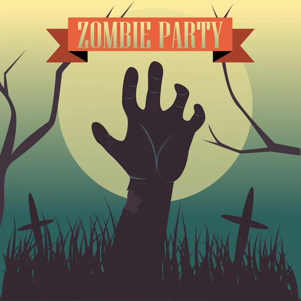 Halloween Zombie festa — Vetor de Stock