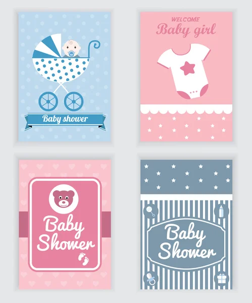 Baby shower firande hälsning och inbjudningskort. layoutmall. vektor illustration. text kan läggas till — Stock vektor