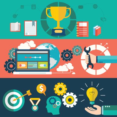 Web sitesi düzeni, cep telefonu hizmetleri ve uygulamalar, bilgisayar tableti için düz tasarım vektör illüstrasyon kavramları kümesi. web afiş baskılı malzemeler.