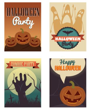 Cadılar Bayramı afişleri ayarlayın. vektör çizim.