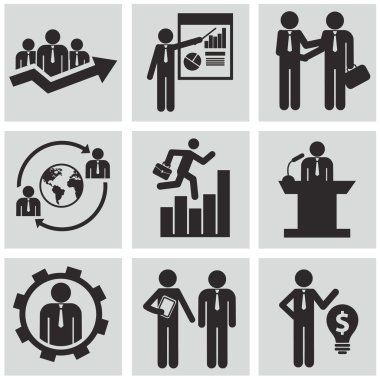 düz modern insan kaynakları ve yönetim Icons set