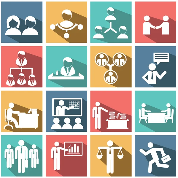 Flat modern human resources and management icons set — Stock Vector