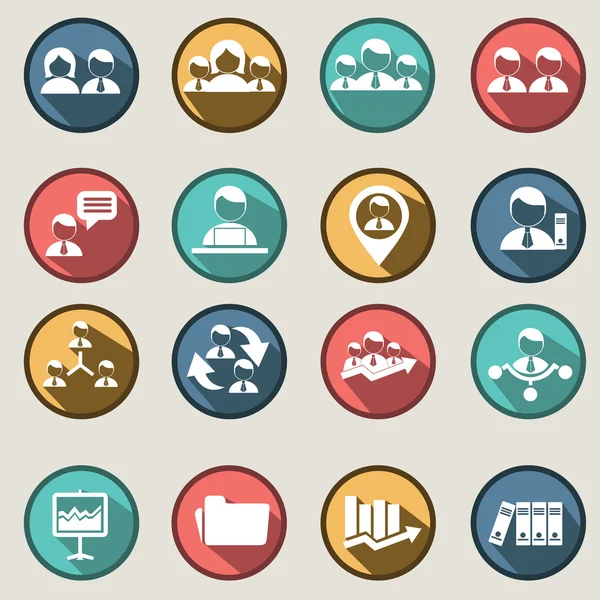 Conjunto de iconos de gestión y recursos humanos modernos planos — Vector de stock