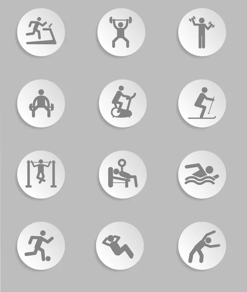 Man People Athletic Gym Gymnasium Body Building Exercise Healthy Training Fitness Workout Sign Symbol Pictogram Icon — Stock Vector
