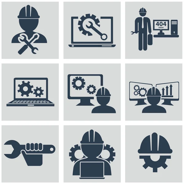 Computer service en engineering vector icons set — Stockvector