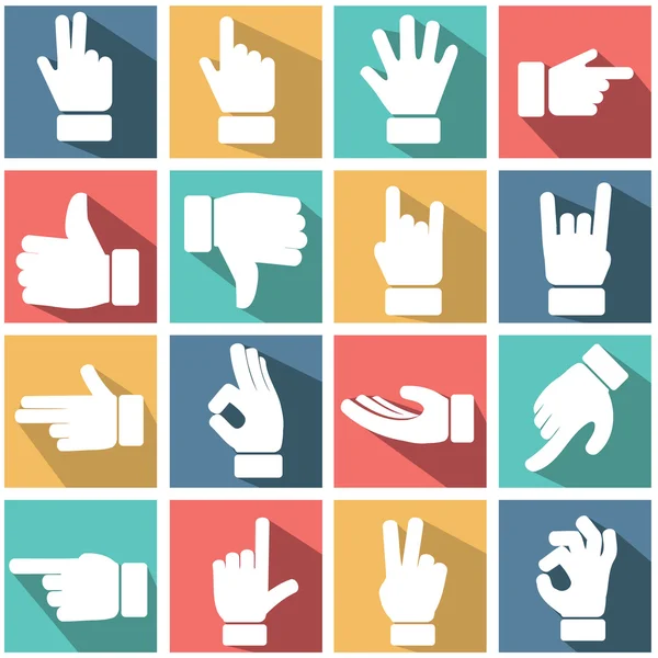 Hand gestures icons set — Stock Vector