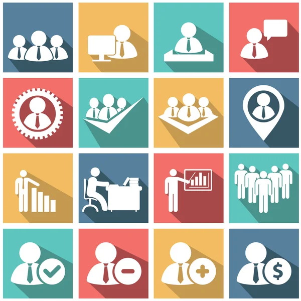 Flat modern human resources and management icons set — Stock Vector