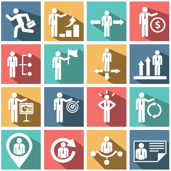 Plano de recursos humanos modernos e conjunto de ícones de gestão — Vetor de Stock