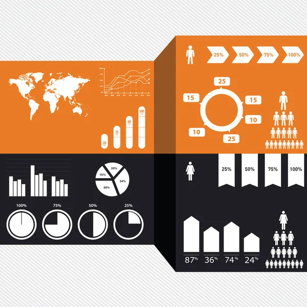 Detalle ilustración vectorial infográfica. Mapa del mundo y gráficos de la información — Vector de stock