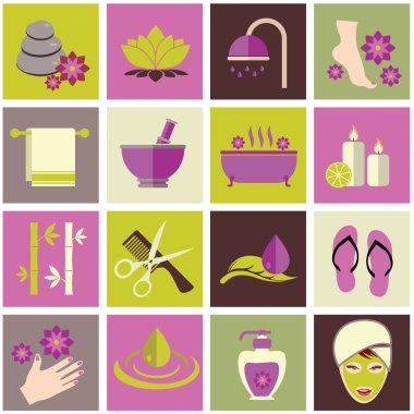 çeşitli spa simgeler vektör çizim