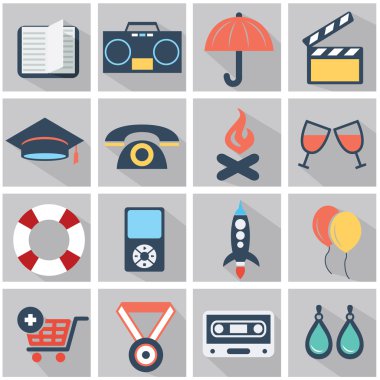 simgeler uzun gölge ile finans ve renkli düz iş topluluğu vektör. tasarım öğeleri için mobil ve web uygulamaları.