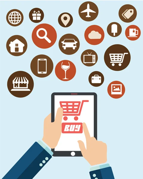 Elektronický obchod, nákupy design pro web a tablety — Stockový vektor