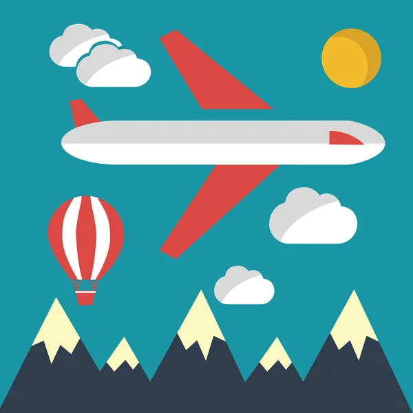 Vliegtuig illustratie in cartoon stijl. eenvoudige achtergrond met vliegtuig voor uw ontwerp. — Stockvector