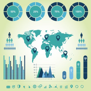 ayrıntı Infographic vektör çizim. Dünya grafik harita ve bilgi