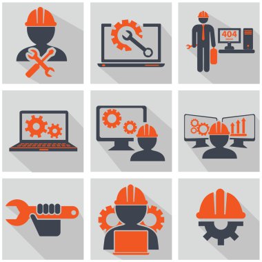 Computer service and Engineering vector icons set clipart