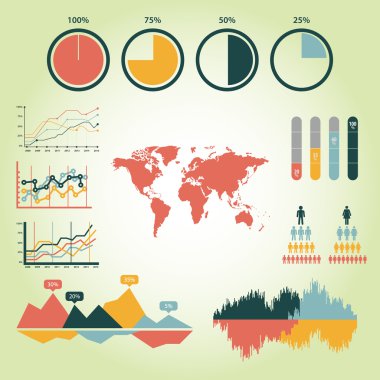 ayrıntı Infographic vektör çizim. Dünya grafik harita ve bilgi