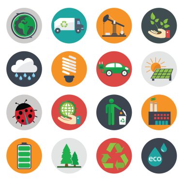 vektör yeşil eco simgeler, ekoloji