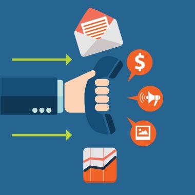 iş müşteri bakım hizmeti kavramı bize destek temas düz simgeler kümesi yardım Danışma telefon ve Web sitesi infographics tasarım web elemanları vektör çizim için tıklayın