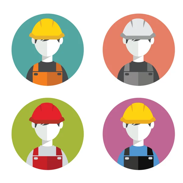 Trabajadores de la construcción, avatares — Vector de stock