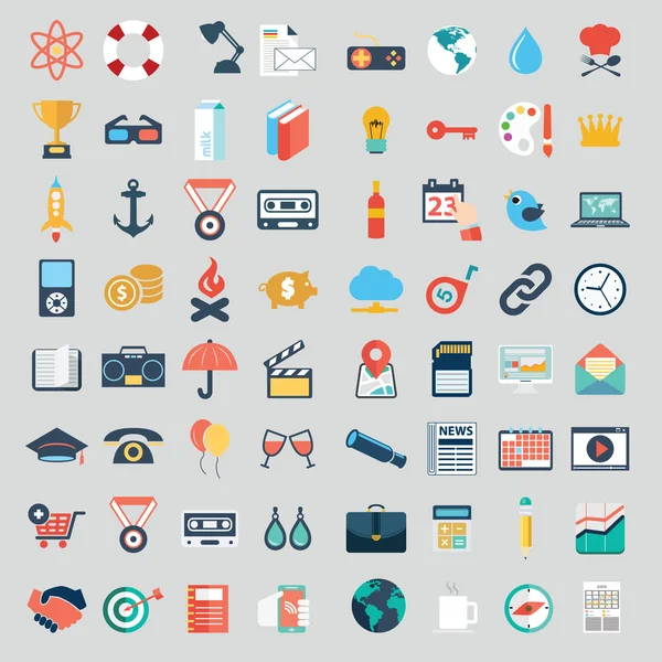Vector collection of colorful flat business and finance icons with long shadow. Design elements for mobile and web applications. — Stock Vector