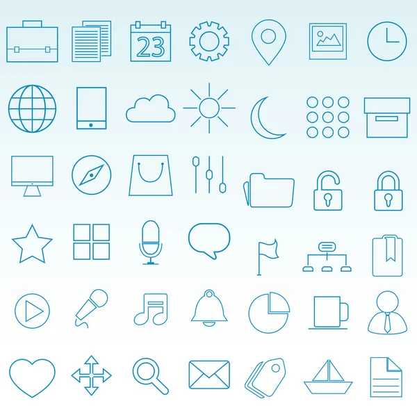 Thin Icons for web and mobile Set — Stock Vector