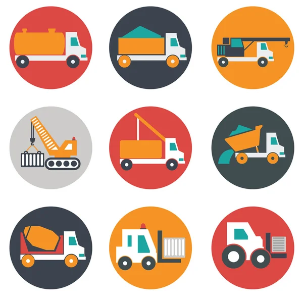 Flat, modern, transport and construction vehicles — Stock Vector