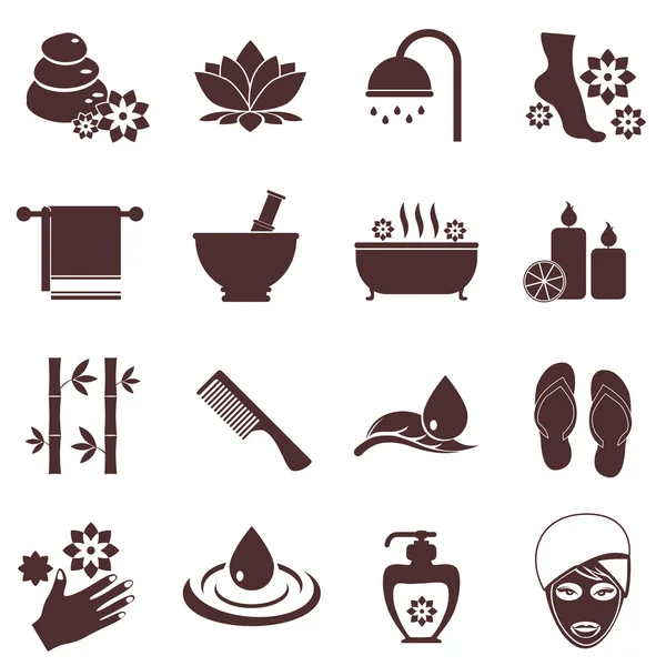 Ilustração vetorial de vários ícones de spa —  Vetores de Stock