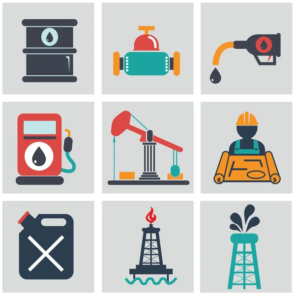 Ensemble d'icônes pétrole, gaz et pétrole — Image vectorielle