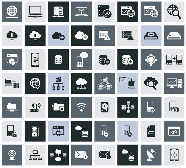 Ensemble d'icônes réseau, stockage et communication, vecteur — Image vectorielle