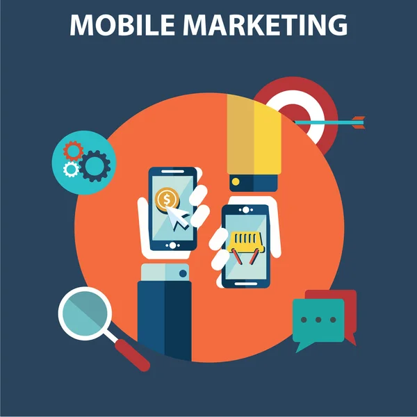 Marketing mobile en Flat design — Image vectorielle