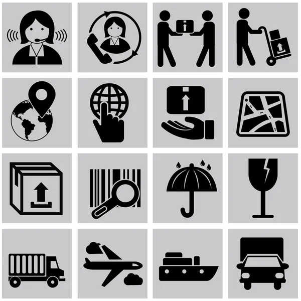 Vector logistic, delivery and shipping icon set — Stock Vector