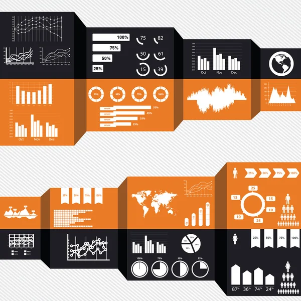 Detalle ilustración vectorial infográfica. Mapa del mundo y gráficos de la información — Vector de stock