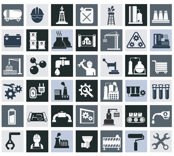 Endüstriyel ve mühendislik sektöründe, enerji ve inşaat Icons set