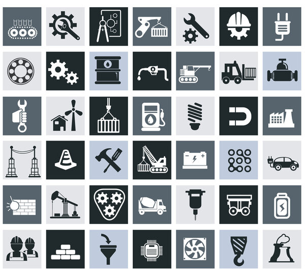 Industry, energy and construction icons set, industrial and engineering