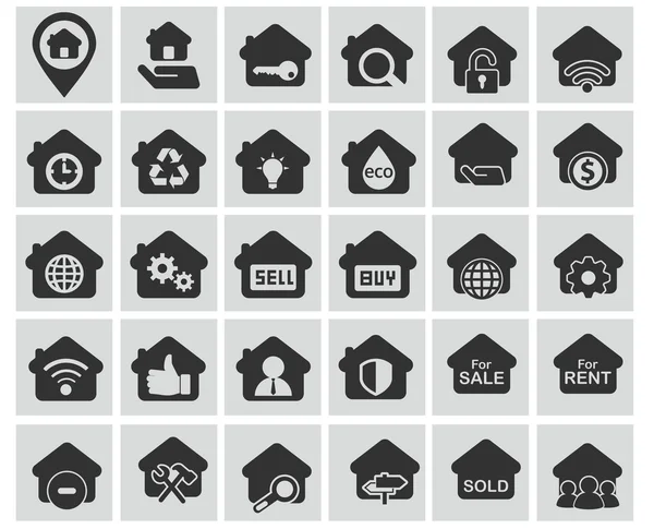 Casas ícones definidos. Imóveis — Vetor de Stock