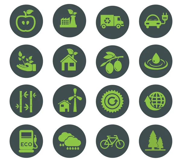 Eco icone vettoriali verdi, ecologia — Vettoriale Stock