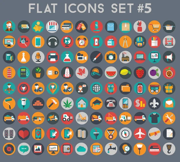 Big set of flat vector icons with modern colors of travel, marketing, hipster, science, education, business, money, shopping, objects, web — стоковый вектор