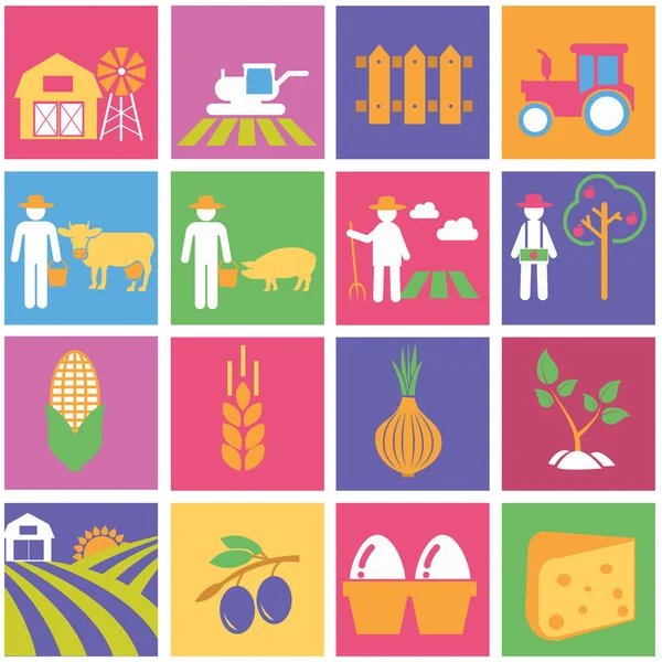 Agriculture, farm icons — Stock Vector