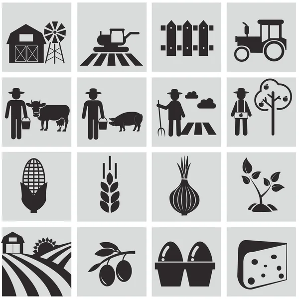Agriculture, les icônes de la ferme — Stock vektor