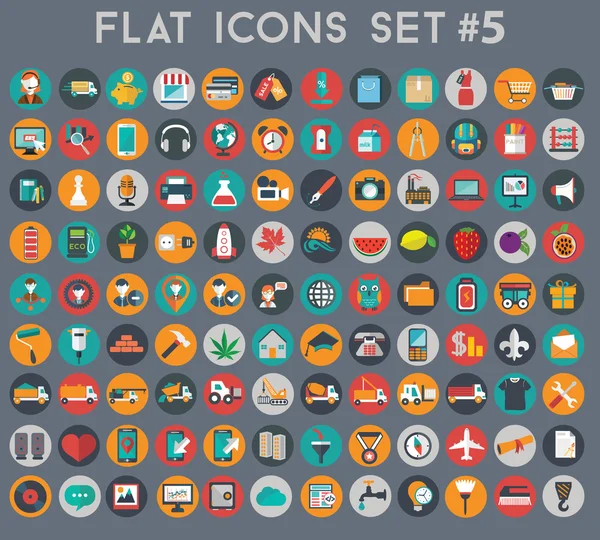 Big set of flat vector icons with modern colors of travel, marketing, hipster ,science, education ,business ,money ,shopping, objects, web — Stock Vector