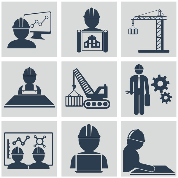 Computer service and Engineering vector icons set