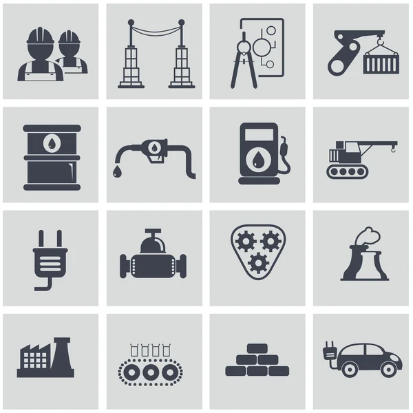 Set di icone dell'industria, dell'energia e dell'edilizia, dell'industria e dell'ingegneria — Vettoriale Stock