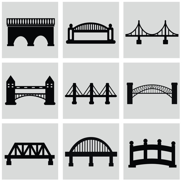 Vector isolated bridges icons set