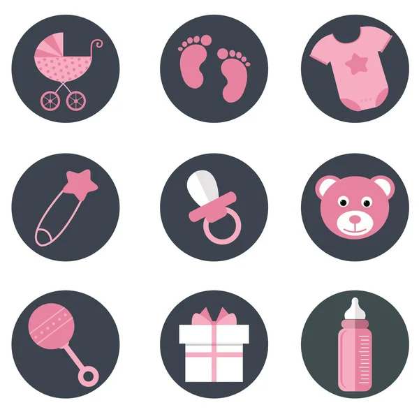 Baby shower icons set — Stock Vector