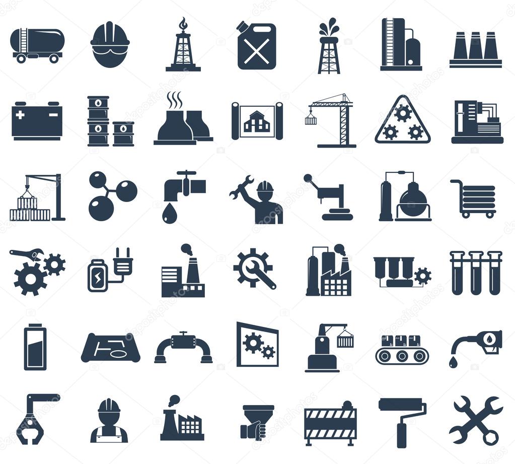 Industry, energy and construction icons set, industrial and engineering