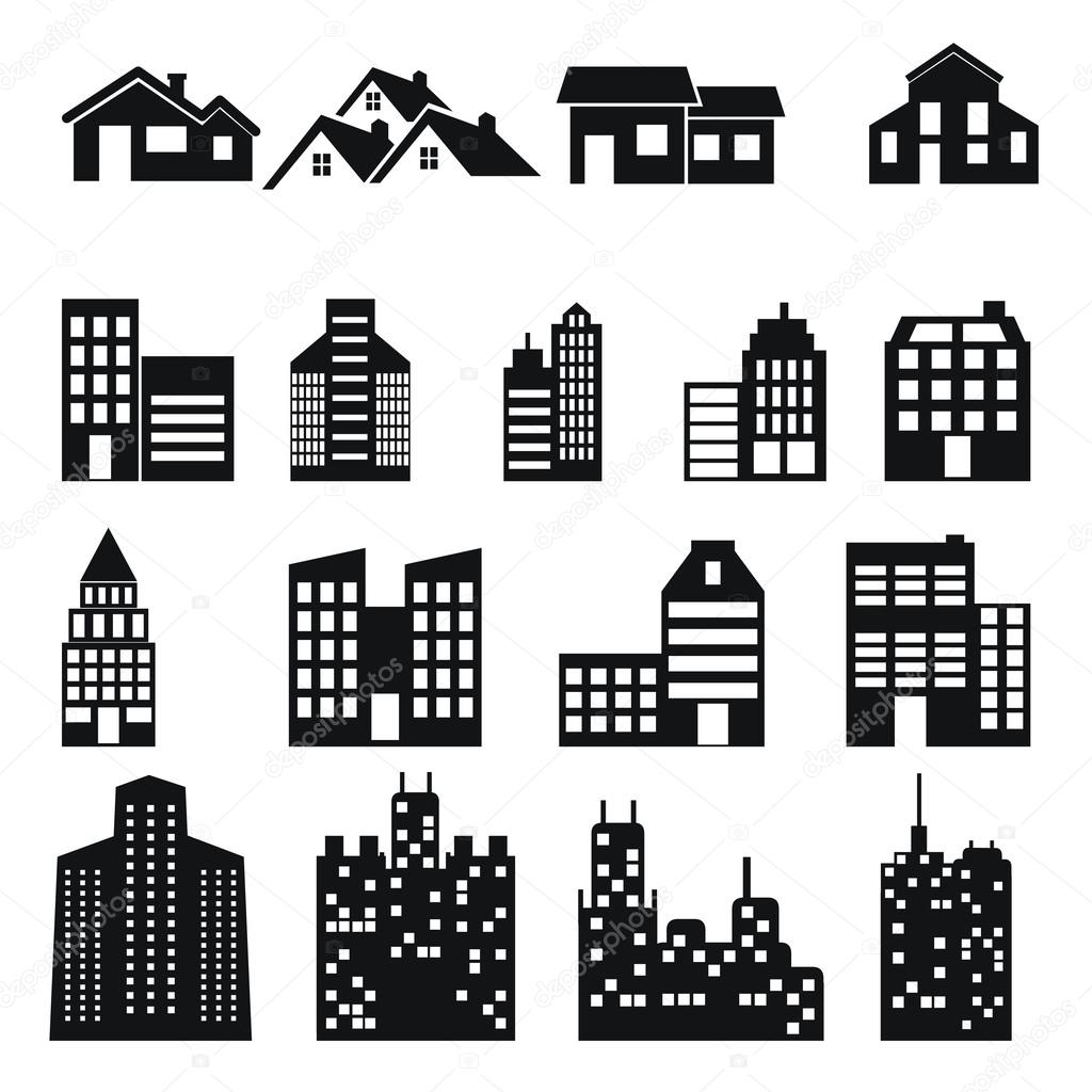 Buildings icons. Real estate.