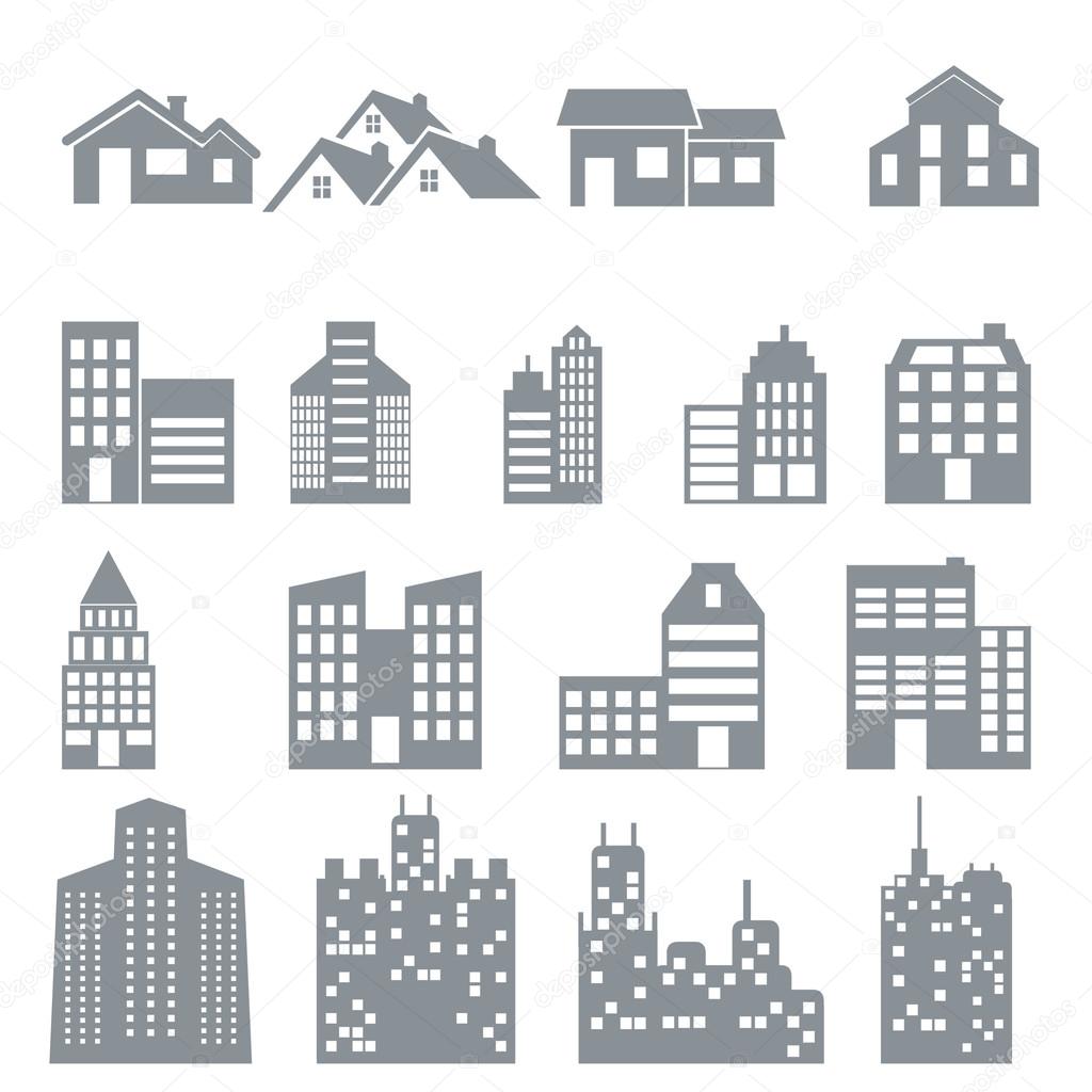 Buildings icons. Real estate.