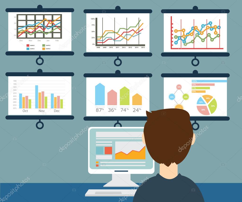 Analytic information, info graphic and development website statistic