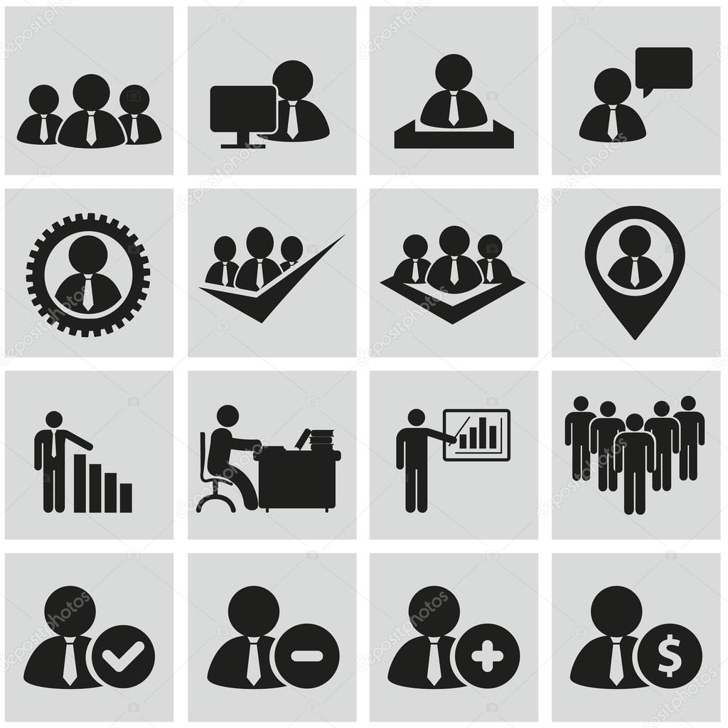 Human resources and management icons set.