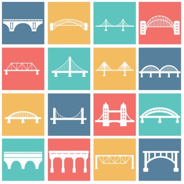 Vector isolated bridges icons set clipart